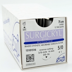 Sutura Reabsorbible Surgicryl Poliglactina 910 - Hilo 5-0, 75 cm, Aguja 1/2 Corte Reverso, 17 mm (Ref. 15101417)