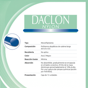 Sutura Dacron Nylon Monorail - Hilo 4-0, 75 cm, Aguja 1/2 Corte Circular, 17 mm (Ref. 9151417)