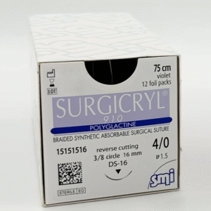 Sutura Reabsorbible Surgicryl Poliglactina 910 - Hilo 4-0, 75 cm, Aguja 1/2 Corte Reverso, 17 mm (Ref. 15151417)